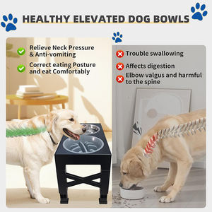 Mangkuk anjing yang ditinggikan, untuk anjing kecil sedang 5 tinggi dapat diatur mangkuk hewan peliharaan berdiri dengan 2 baja tahan karat antiselip mangkuk makanan anjing - Product Image 4