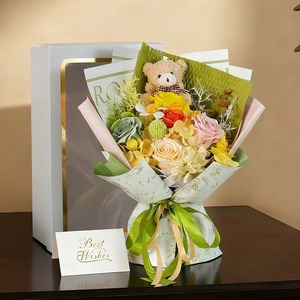 Bouquet de savons parfumés aux <span class=keywords><strong>fleurs</strong></span> mélangées, boîte cadeau florale artificielle pour la Saint-Valentin, la fête des mères, la remise des diplômes, Pâques, Noël - 7 couleurs - Product Image 6