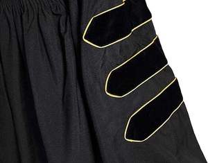 Robes de doctorat personnalisées, robe de doctorat noire avec bordure dorée, toge de graduation - Product Image 3