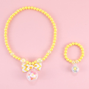 Perline acriliche rosa perline <span class=keywords><strong>bambina</strong></span> <span class=keywords><strong>bambina</strong></span> bambini farfalla bowknot terra palla pendente collana e <span class=keywords><strong>set</strong></span> di <span class=keywords><strong>braccialetti</strong></span> - Product Image 3