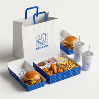 Emballage pour mini-burgers, boîte alimentaire personnalisée, combo sandwich, œuf, toast, café, gobelet, plateau en papier, emballage en gros