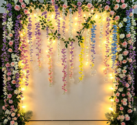 Guirlande artificielle de glycine et de fleurs de lotus, haute simulation, pour décoration murale, plafond, mariage, verdure artificielle