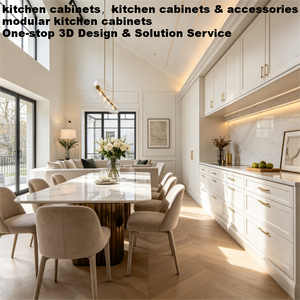 Villa de style français moderne, <span class=keywords><strong>en</strong></span> contreplaqué, écologique, avec plan de travail <span class=keywords><strong>en</strong></span> marbre, système de rangement à fermeture douce, armoires de cuisine sur mesure de qualité E0 - Product Image 3