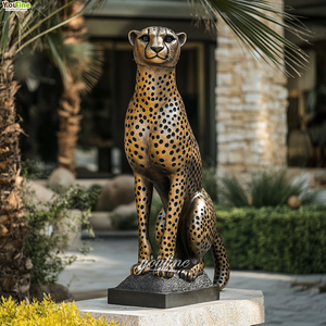 गार्डन डेकोर कॉपर कांस्य बैठे कास्टिंग चीता मूर्तिकला - Product Image 1