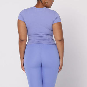 Gym Fitted Tee Femmes Manches Courtes Plus Tailles Violet Active Chemises d'entraînement personnalisées - Product Image 2