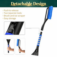 Nuevo cepillo para limpiar neumáticos de coche, raspador de hielo para quitar nieve, diseño desmontable 2 en 1, cerdas de PP resistentes al frío, para todos los vehículos en invierno