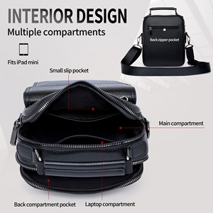 Sac bandoulière léger et tendance pour homme, multi-poches, résistant à l'usure, en cuir PU de qualité supérieure, fermeture éclair - Product Image 5