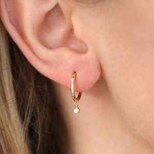 Fashion Design Jewelry Stainless Steel 14k <strong>Gold</strong> <strong>Hoop</strong> with Dangling Cubic Zirconia <strong>Earring</strong> Diamond Dangle <strong>Earring</strong> - Product Image 4