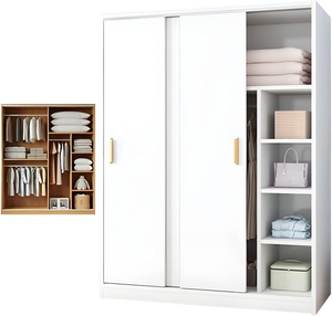 Armoire de chambre à coucher autoportante en mélamine de qualité supérieure |   Taille/Couleur personnalisées |   Armoire portable DIY au design moderne, durable et écologique - Product Image 4