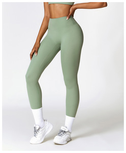 Pantalon de yoga taille élastique à séchage rapide motif solide pantalon de sport moulant amincissant pour courir porté à l'extérieur - Product Image 5