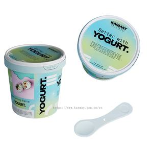 500ml Plastic cup for gelato with lid and <b>spoon</b> inside round IML label printed sour <b>cream</b> <b>ice</b> <b>cream</b> pot - Product Image 1