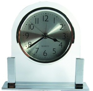 Cá Nhân Bạc nghệ thuật Deco thạch anh phong trào bàn đồng hồ với nhảy giây hình dạng hình học kim hiển thị thủy tinh - Product Image 3