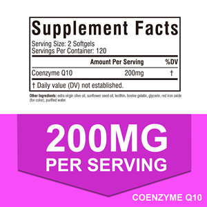Gélules de CoQ10 en vrac – 200 mg de Coenzyme Q10 – Améliore la production d'énergie et soutient la cognition - Product Image 2
