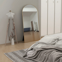 Miroir sur Pied Sur Mesure, Fait à la Main, Moderne, Haute Définition, Grand Format, en Verre, Cadre Métallique, en Arc, pour Salle de Bain, Salon, Chambre