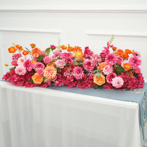 Thiết Kế Mới Phổ Biến Nhân Tạo Hoa Runner Chất Lượng Cao 60Cm-200Cm Màu Hồng Lụa Rose Flower Runner Bàn Đám Cưới - Product Image 3