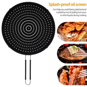 Protector universal redondo de silicona contra salpicaduras de aceite, antiadherente, para sartenes de todos los tamaños, protector de grasa para cocinar en la cocina. - Product Image 4