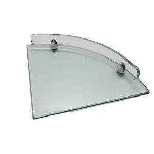 Hot sale stainless steel bathroom glass corner shelf with polished edge tempered glass