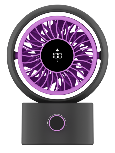 Digital Display Brushless Motor USB Desk Fan 2000mAh Battery 10-Speed Auto Oscillating Plastic Box for Household & Outdoor Use