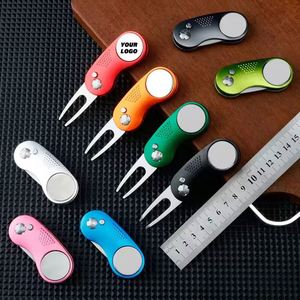 Outil de réparation de divots de golf rétractable multicolores en acier inoxydable avec marqueur de balle personnalisé - Product Image 2