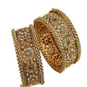 Fashionable Gold Plated Matte Beautiful Look Two <b>Set</b> OF <b>Bangles</b> Stylish Openable <b>Bangles</b> for Women For Wedding Wear Collection - Product Image 2