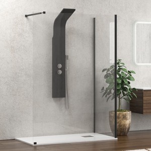 Kamalu moderno 70x150 angolo doccia profilo nero 8mm vassoio In vetro temperato rettangolo perno aperto modello KW4000B per bagno - Product Image 1