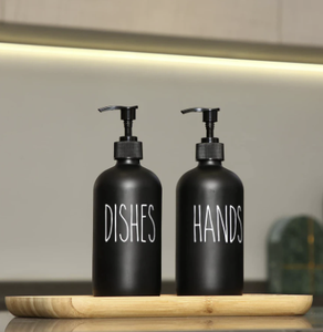 Liquid <span class=keywords><strong>Soap</strong></span> Dispenser Matte Black Dish Sabão e Mão Sabão Bomba de Madeira Garrafa Loção Recipiente Frascos Recarregáveis para Cozinha - Product Image 1