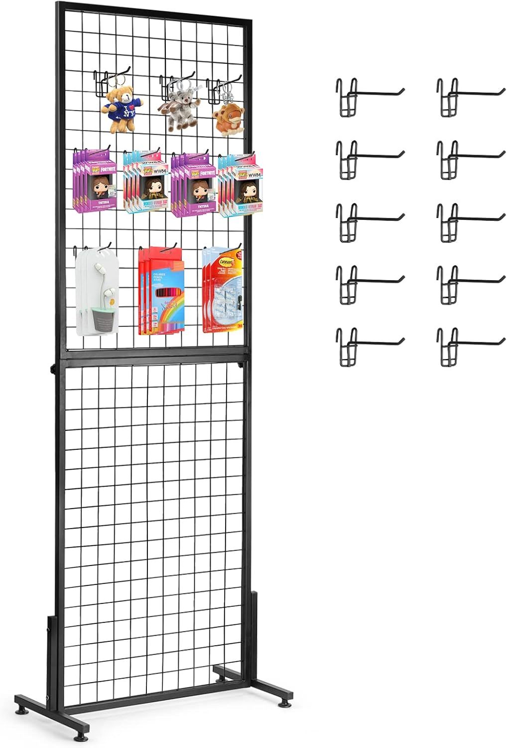Double-Sided Light Duty Metal Wire Display Rack Gridwall Panels Display Stand Hanging Hooks Retail Shops Home Use Supermarkets — view 2