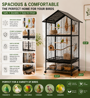 Cage à perroquet portable avec plateau amovible pour un nettoyage facile, bol à nourriture, perchoir, cage de voyage pour les déplacements en voiture et l'usage domestique
