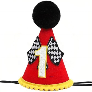 Car Themed Baby Birthday <b>Hat</b> Truck Racing Design Non-Woven Fabric Children's Graduation Valentine's Day Party Decoration Photo - Product Image 5