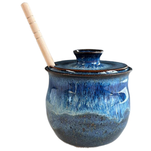 Pot à miel rustique en céramique <span class=keywords><strong>bleu</strong></span> lune personnalisé avec couvercle - Product Image 2