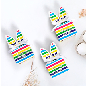 10 adet/paket tavşan şerit Bunny kağıt şeker tatlı tedavi kutusu tatlı hediye ambalaj kutuları için paskalya parti Favor paketi dekor - Product Image 3
