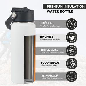 Botella de vacío de acero inoxidable de 18 oz con doble y triple pared, aislamiento al vacío, tapa con pajita abatible 2 en 1, sin condensación y a prueba de fugas para alimentos. - Product Image 4