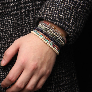 Bracelet extensible en pierres naturelles de 4 mm, perles de cristal de guérison, mini-gemmes rondes, agate, bracelet énergétique, cadeaux pour femmes et hommes - Product Image 5