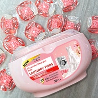 36 buah Pod Deterjen Cuci Pakaian 5-in-1 dalam Kemasan Kotak, Penghilang Noda, Pelembut Pakaian, Aroma Tahan Lama, 65-70% Bahan Aktif