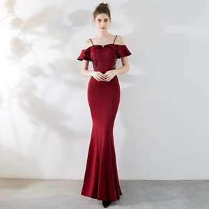 Spagetti kayışı See-through güzel dantel balo elbise saten maxi elbise - Product Image 4