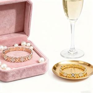 Trendy Anti Tarnish Wholesale Custom Brand logo 14k 18k PVD Gold Plated Stainless Steel Diamond Magnet Bracelet <b>for</b> Women <b>Men</b> - Product Image 3