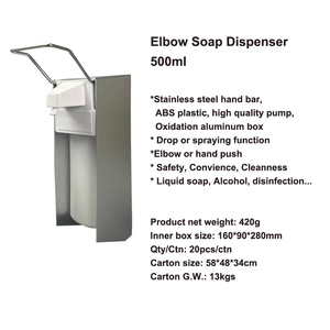 <span class=keywords><strong>Distributeur</strong></span> mural <span class=keywords><strong>professionnel</strong></span> de savon liquide pour les mains et désinfectant à l'<span class=keywords><strong>alcool</strong></span> en plastique de 500 ml pour hôpitaux - Product Image 2