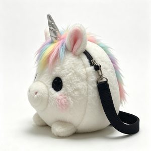 Customized unicorn plush crossbody bag, unicorn shaped plush, <b>purse</b> rainbow unicorn plush shoulder bag - Product Image 1