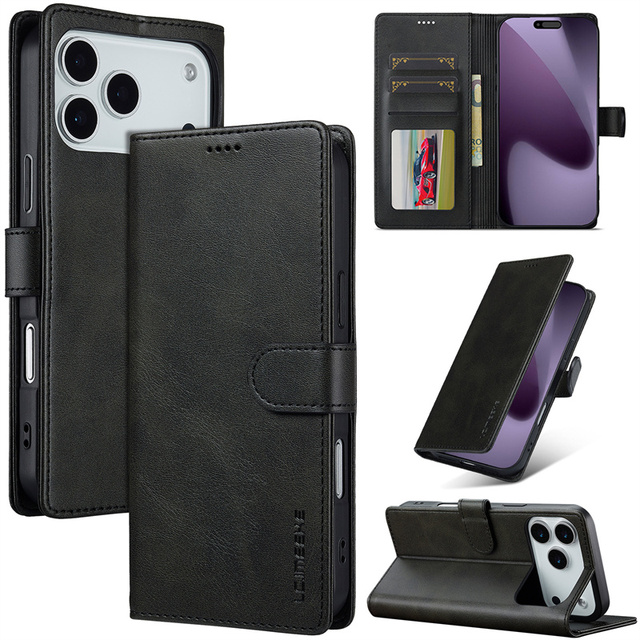 LC.IMEEKE Luxury Flip PU Leather Wallet Phone Case for iPhone 17 Pro Max 17 Air 16 15 14 13 12 11 Xs Xr Xs Max Cards Slot Cover