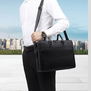 Porte-documents pour homme en cuir de vache véritable de haute qualité, grande capacité, sac d'affaires pour ordinateur portable de 15 pouces, sac en cuir multifonctionnel pour les trajets quotidiens - Product Image 2