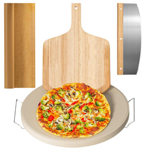 Ensemble de 5 pierres à <span class=keywords><strong>pizza</strong></span> en cordiérite très vendu, plaque de cuisson de 33 cm, long couteau, 10 bâtonnets d'huile de silicone, four à <span class=keywords><strong>pizza</strong></span> de luxe léger - Product Image 5