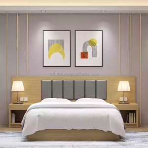 3 Star Hotel Bedroom Furniture <b>Set</b> Customize Low Cost <b>Single</b> Doule Queen King Size Wooden <b>Bed</b> Frame With Headboard & Nightstands - Product Image 5