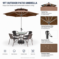 Ensemble table et chaises de patio extérieur avec parasol pour jardin, balcon, vente ambulante et utilisation comme table à thé