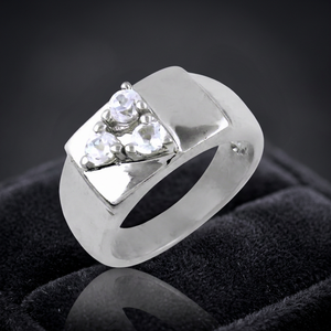 Anillo de Acero Inoxidable Art Palace con Circonitas Cúbicas, Anillo de Compromiso Geométrico Chapado en Plata 925, Estilo Clásico Unisex - Product Image 2