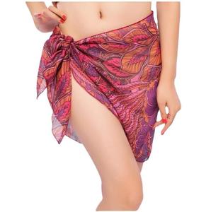 Sarong court en mousseline de soie pour femme, imprimé palmiers tropicaux, paréo de plage, couverture de maillot de bain - Product Image 5