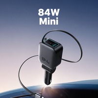 Nouveau chargeur de voiture compact rétractable 84W 4 en 1, chargeur de téléphone pour voiture, accessoires de voiture, adaptateur USB C USB A 45W PD PPS 75cm