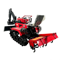 Mini-rupsbandtractor met voorblad, 25PK/35PK, rotorkopeg voor landnivellering en grondbewerking op landbouwgrond