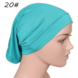 莫代尔单色马来西亚管帽底头巾高弹性丝光棉女式阿拉伯围兜头巾