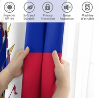 Rideau occultant thermique imprimé drapeau d'Haïti, draperie de fenêtre en polyester doux et agréable pour la peau pour la décoration de la chambre et du salon