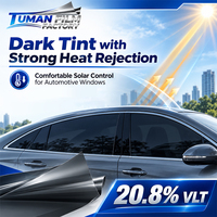 Película para Ventanas de Automóviles Tuman Dark Tint Nano Cerámica de Carburo de Titanio con Fuerte Rechazo de Calor, 20.8% de Transmisión de Luz Visible